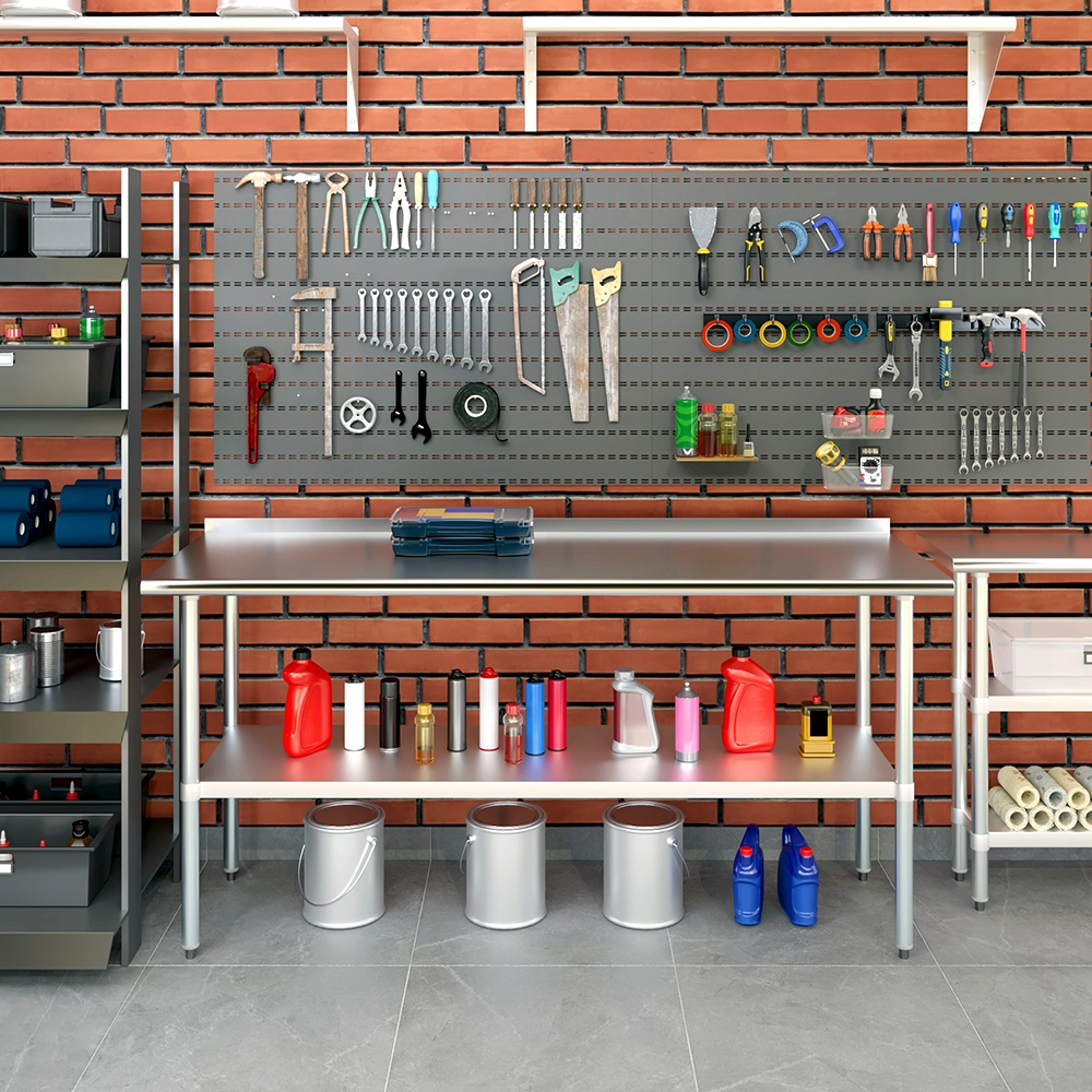 27 in. X 72 in. Stainless Steel Work Table with 1-1/2 in. Backsplash - Image 5