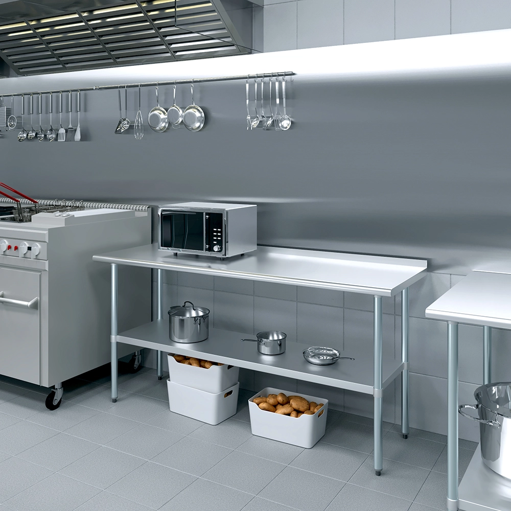 27 in. X 72 in. Stainless Steel Work Table with 1-1/2 in. Backsplash - Image 4