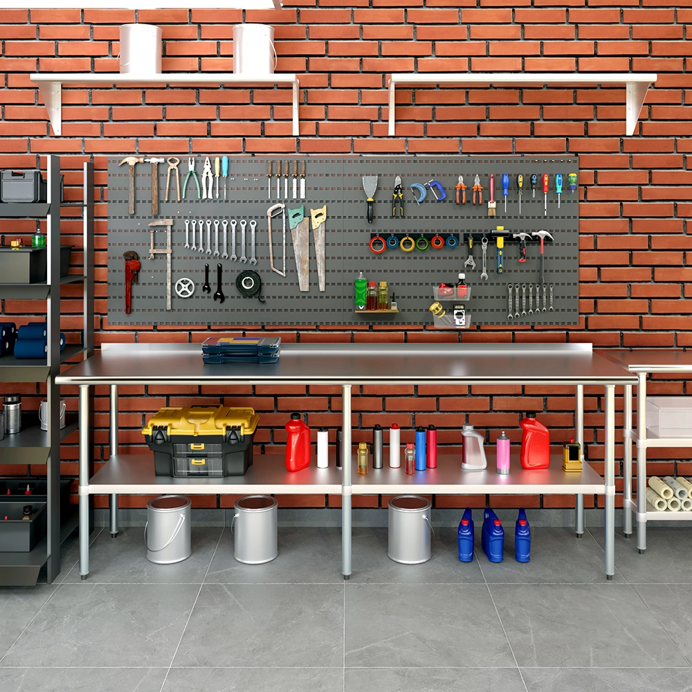 24 in. X 96 in. Stainless Steel Work Table with 1-1/2 in. Backsplash - Image 5