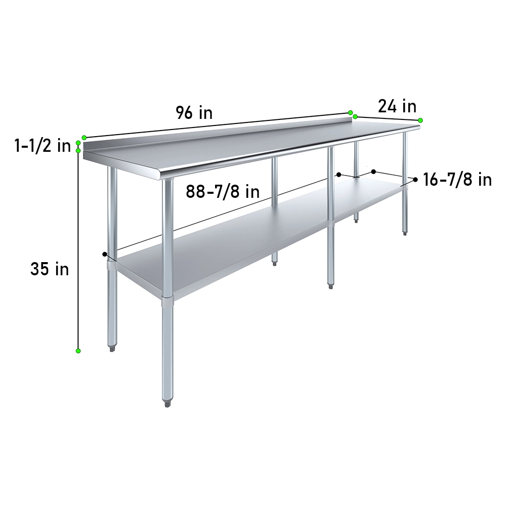 24 in. X 96 in. Stainless Steel Work Table with 1-1/2 in. Backsplash - Image 3