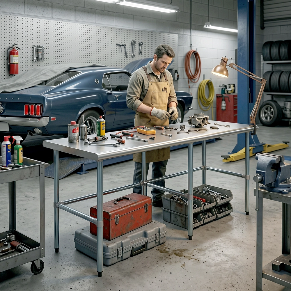 30" X 84" Stainless Steel Work Table With Open Base - Image 6