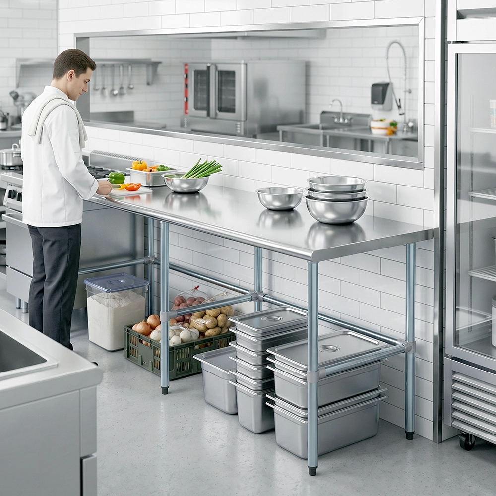 30" X 84" Stainless Steel Work Table With Open Base - Image 9