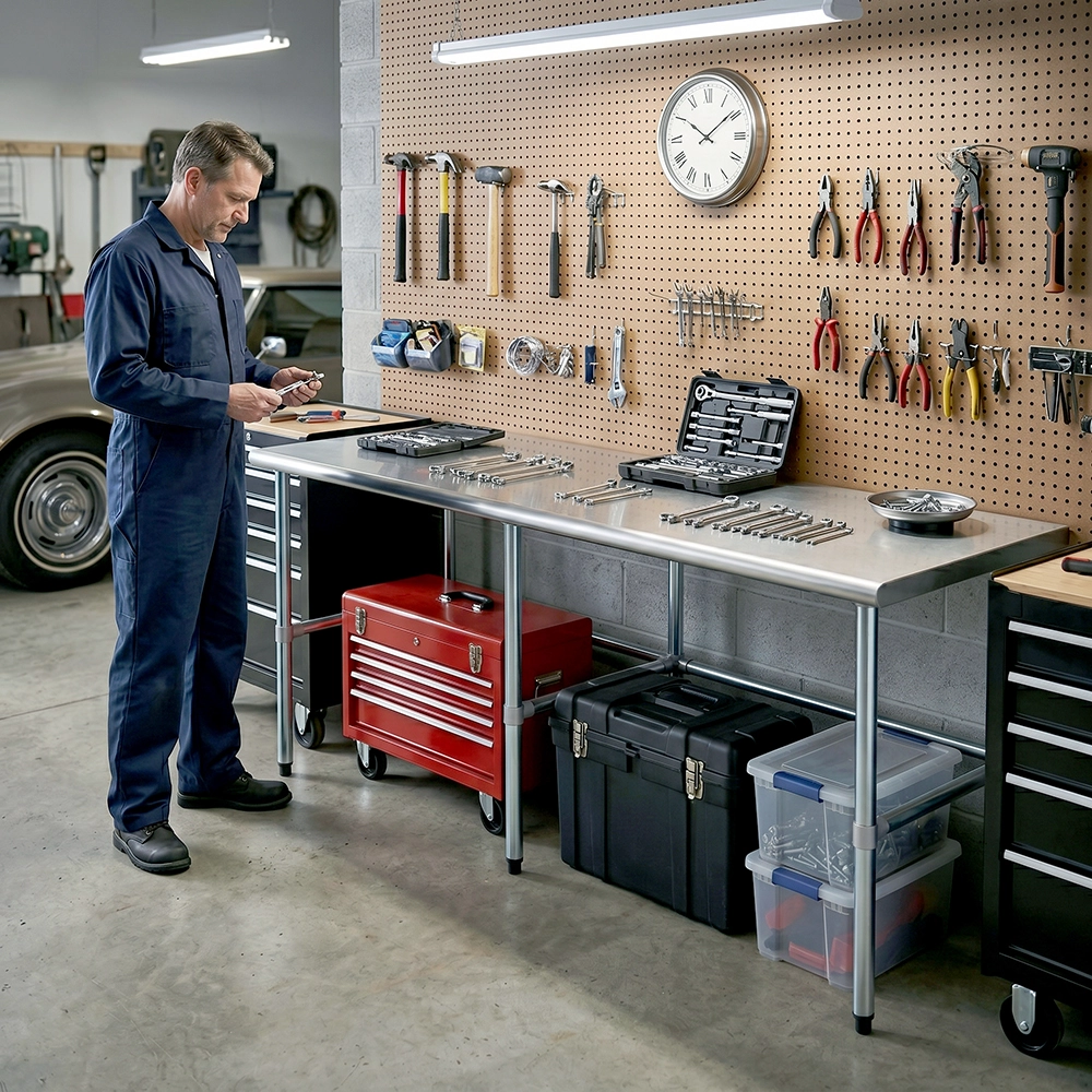 30" X 84" Stainless Steel Work Table With Open Base - Image 7