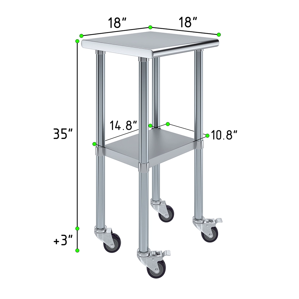 18" X 18" Stainless Steel Work Table With Undershelf & Wheels - Image 3