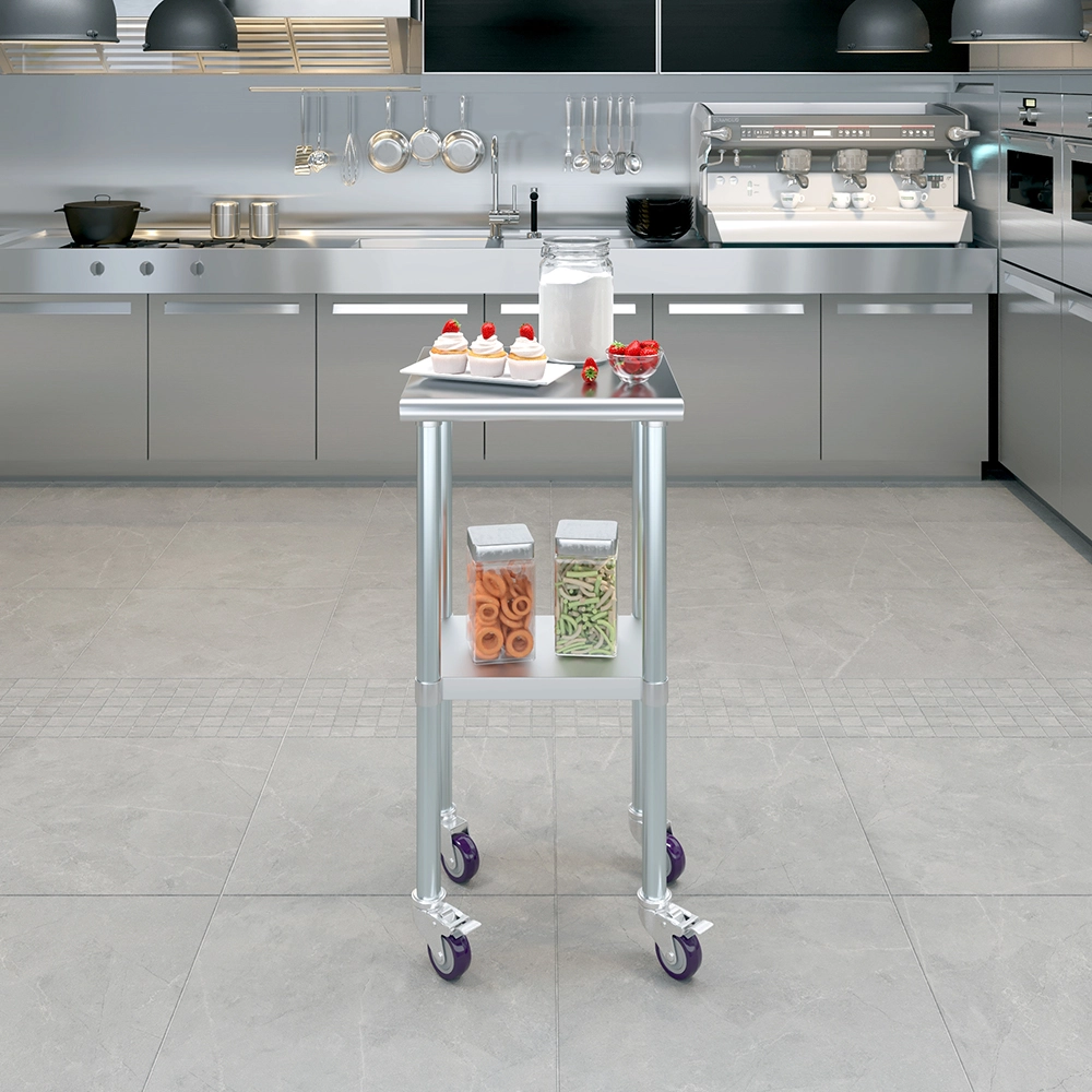 18" X 18" Stainless Steel Work Table With Undershelf & Wheels - Image 8