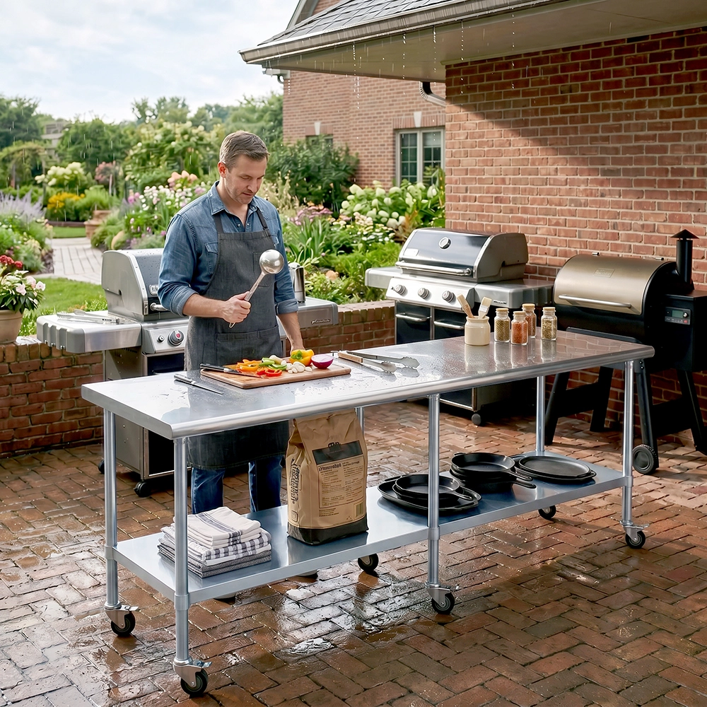 24" X 84" Stainless Steel Work Table With Undershelf & Wheels - Image 6