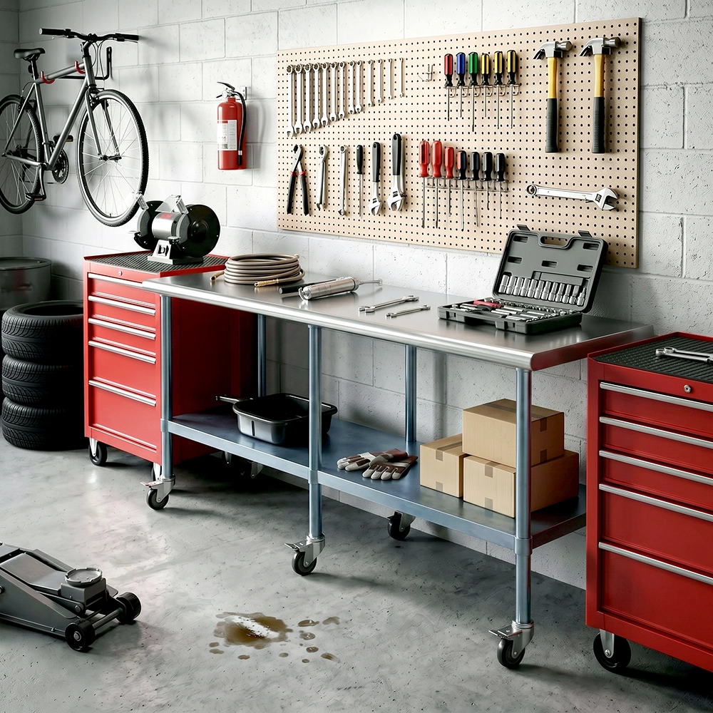24" X 84" Stainless Steel Work Table With Undershelf & Wheels - Image 8