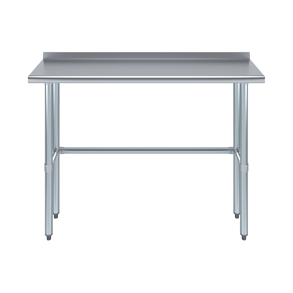 14" X 48" Stainless Steel Work Table Open Base with 1.5" Backsplash - Image 2