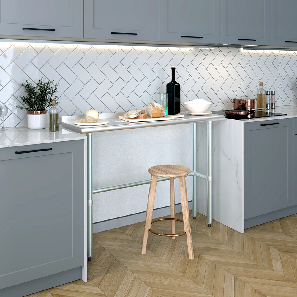 14" X 48" Stainless Steel Work Table Open Base with 1.5" Backsplash - Image 8