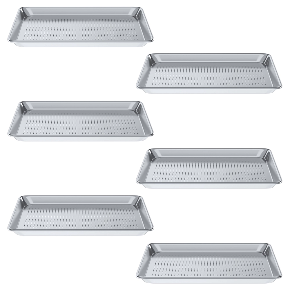 13 in. x 18 in. 19 Gauge Half Size Perforated Aluminum Bun Pan. Pack of 6 - Image 2