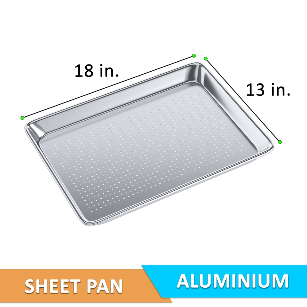 13 in. x 18 in. 19 Gauge Half Size Perforated Aluminum Bun Pan. Pack of 6 - Image 3