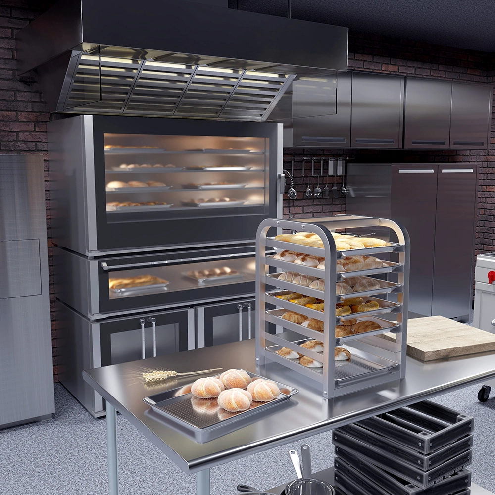 13 in. x 18 in. 19 Gauge Half Size Perforated Aluminum Bun Pan. Pack of 6 - Image 8