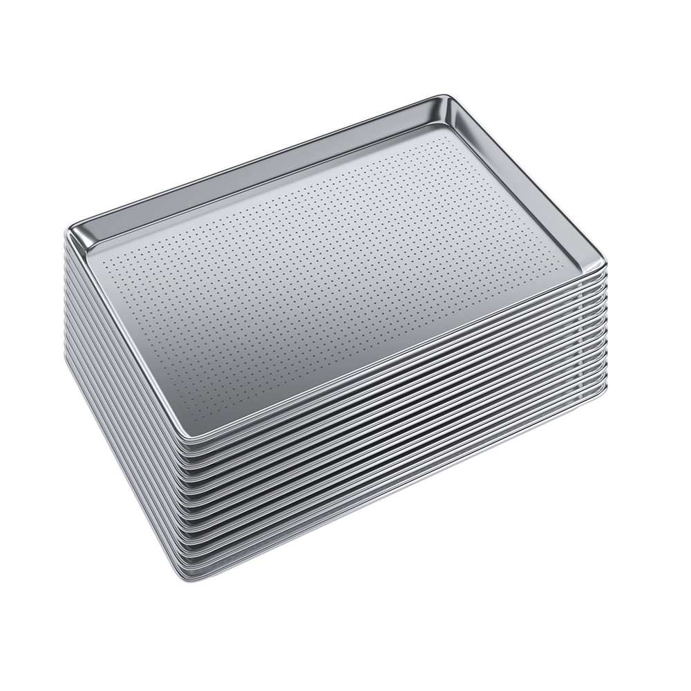 18 in. x 26 in. 19 Gauge Full Size Perforated Aluminum Bun / Sheet Pan. Pack of 12