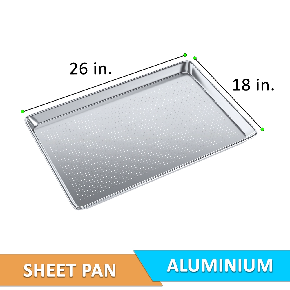 18 in. x 26 in. 19 Gauge Full Size Perforated Aluminum Bun / Sheet Pan. Pack of 12 - Image 3