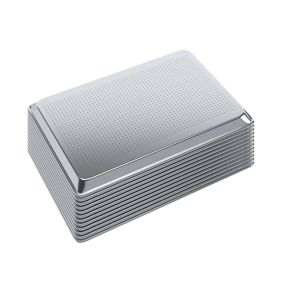 18 in. x 26 in. 19 Gauge Full Size Perforated Aluminum Bun / Sheet Pan. Pack of 12 - Image 4