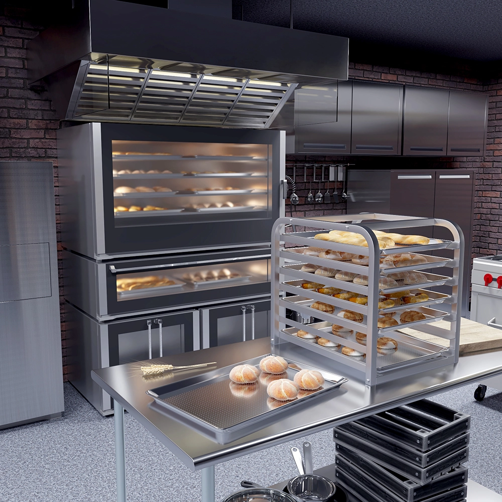 18 in. x 26 in. 19 Gauge Full Size Perforated Aluminum Bun / Sheet Pan. Pack of 12 - Image 8