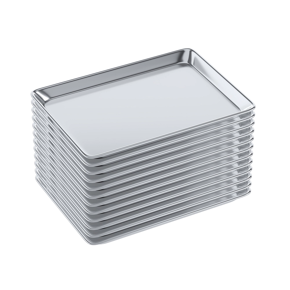 13 in. x 18 in. 19 Gauge Half Size Aluminum Bun / Sheet Pan.  Pack of 12