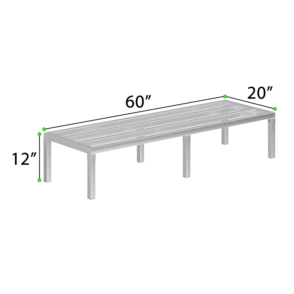 20" Wide X 60" Length X 12" Height Aluminum Dunnage Rack - Image 3