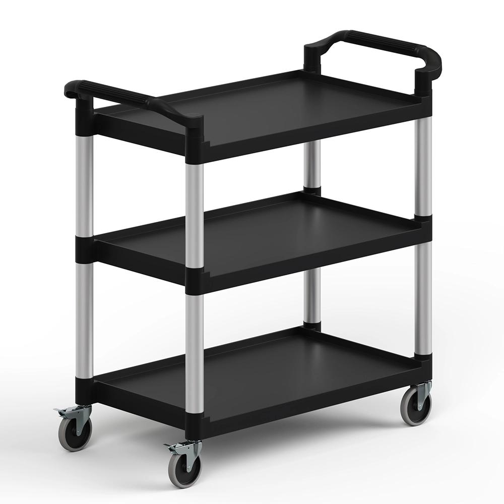 42 in. x 20 in. Black Utility / Bussing Cart with Three Shelves