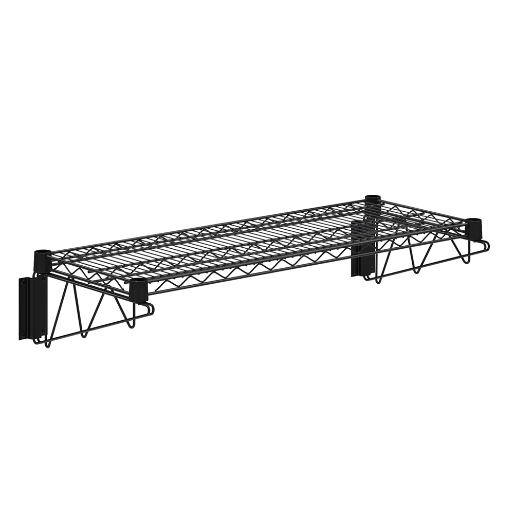 14 in. x 36 in. Black Epoxy Wall Mount Wire Shelf With Brackets