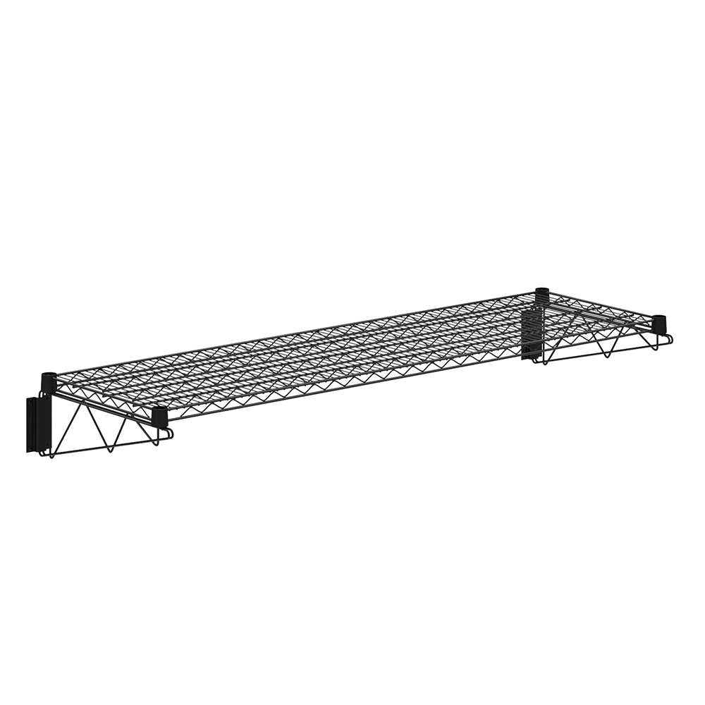 18 in. x 60 in. Black Epoxy Wall Mount Wire Shelf With Brackets