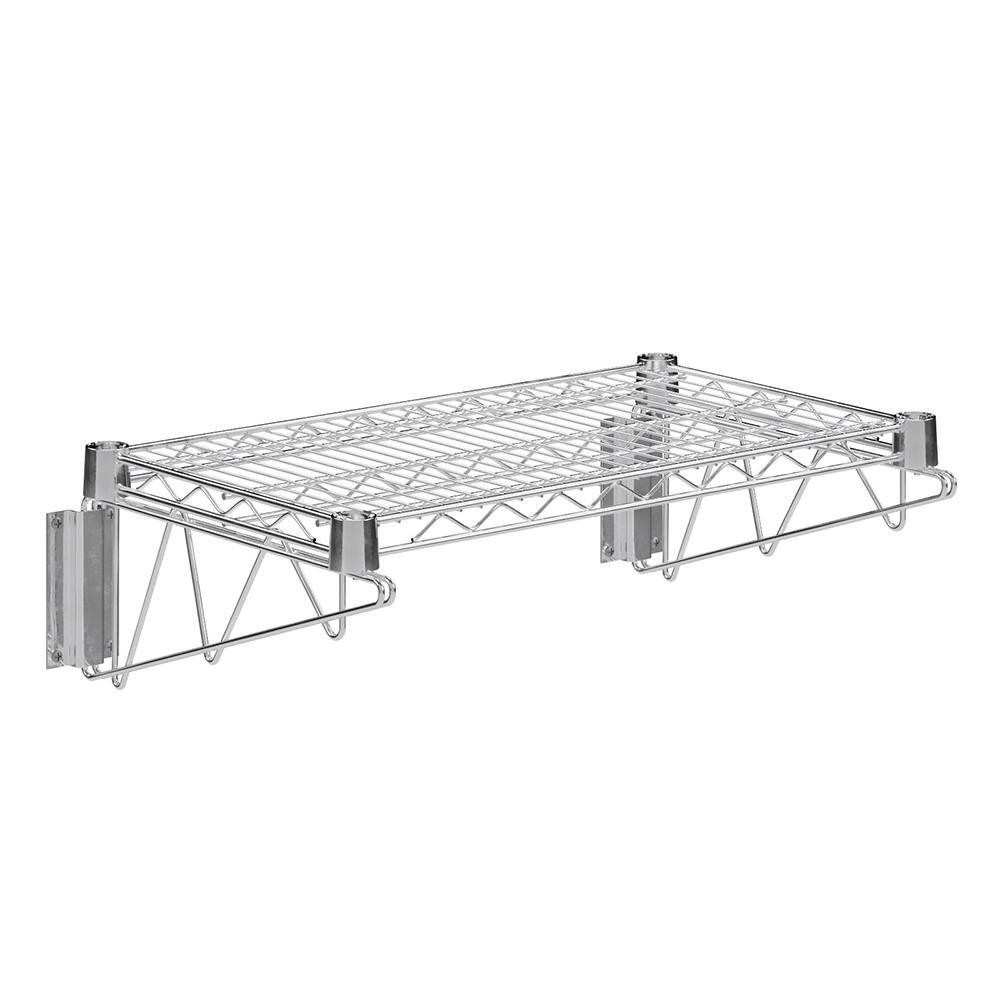 14 in. x 24 in. Chrome Wall Mount Wire Shelf With Brackets